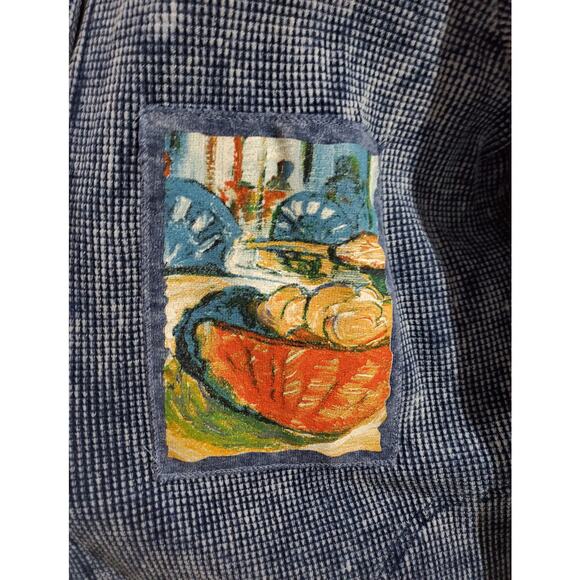 Vtg 90s Produce Studio Home Grown Waffle Knit Cotton Button Tunic Top XL Artsy - Picture 6 of 11